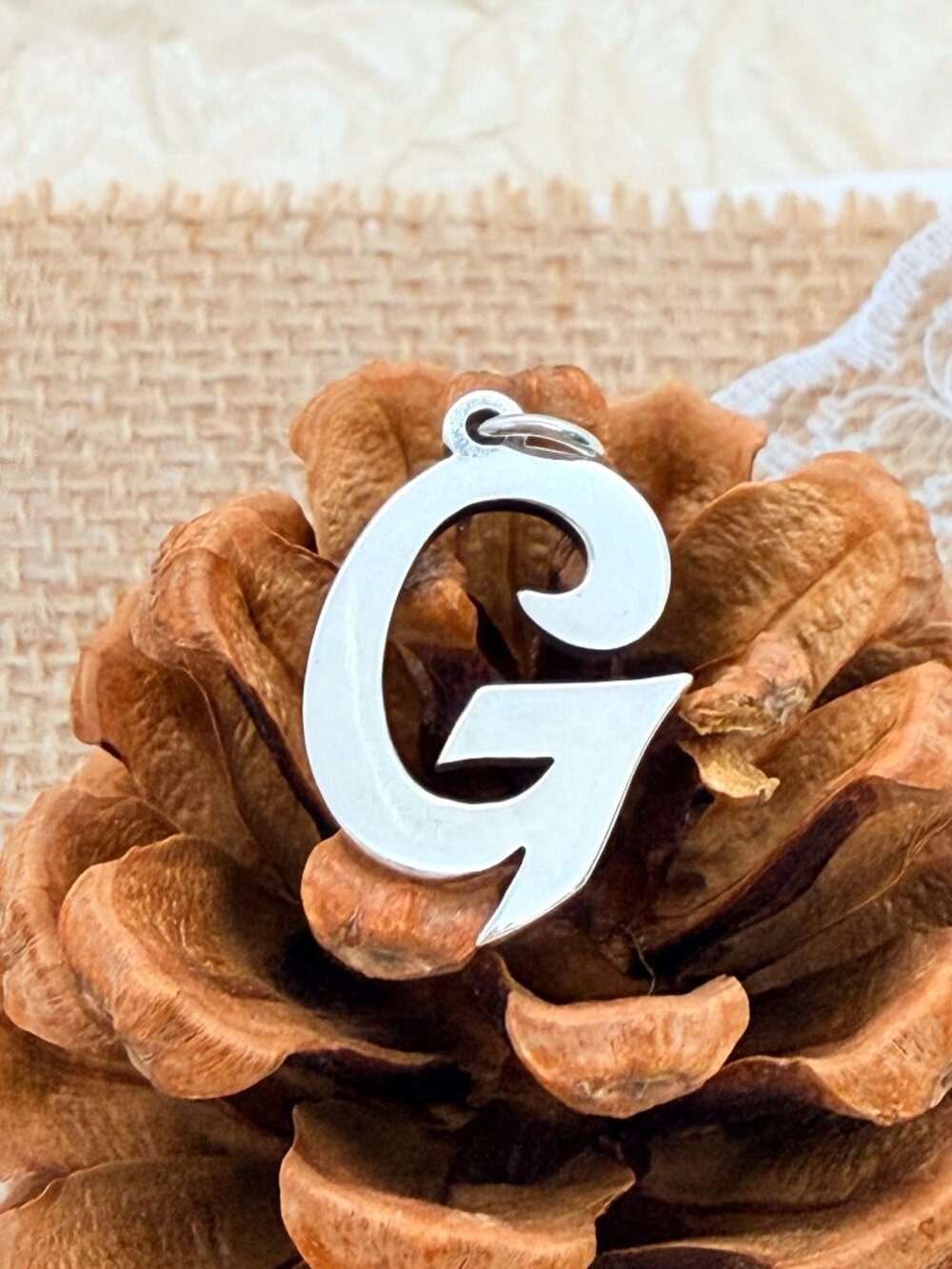 James Avery Large Script Initial G Charm Sterling Silver Letter Charm